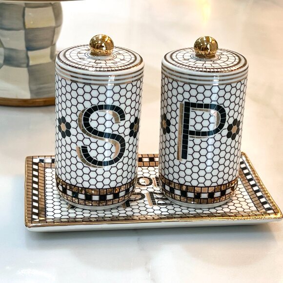 Subway Tile-Style Salt and Pepper Shaker Set -Anthropologie -NEW - Picture 1 of 16